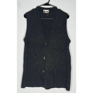 Express Wool Blend Tricot Vintage Grandpa Sweater Vest Cardigan Gray Small